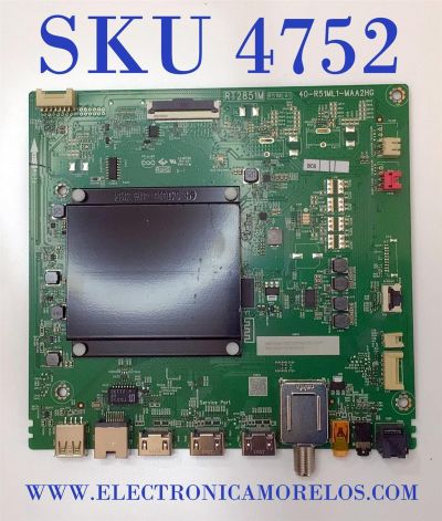 MAIN PARA TV TCL ((ANDROID TV)) 4K·UHD·HDR / NUMERO DE PARTE 30800-000241 / 40-R51ML1-MAA2HG / 30801-000207 / V8-R51MT05-LF / RT2851M / 40902-000038 / DISPLAY HV650QUB-F70 / MODELO 65S446